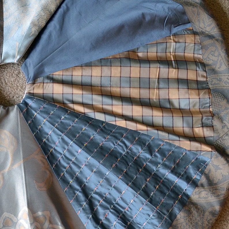Cobalt and Pale Blue Silk Patchwork Christmas Tree Skirt | Etsy