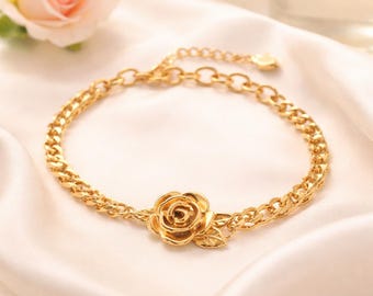 Rose Urn Bracelet, Gold Tone Stainless Steel Cremation Keepsake, Memorial Jewelry