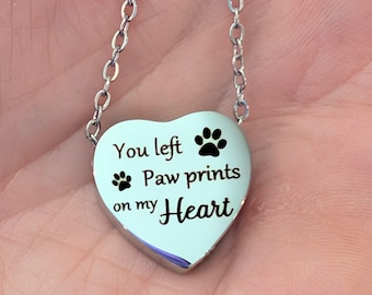 Heart Dog/Cat Cremation Urn Necklace – Stainless Steel Pet Memorial Keepsake Pendant