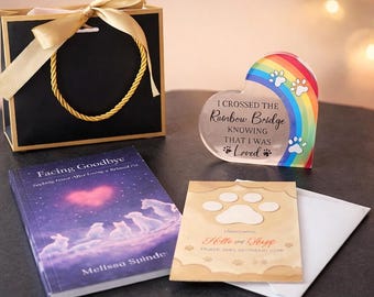 Pet Loss Gift Set, Dog Memorial Gift Box with Pocket Grief Book, Rainbow Bridge Keepsake, Sympathy Gift for Loss of Pet