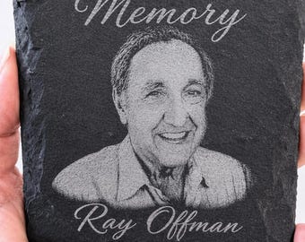 Custom Engraved Slate Coaster from Your Photo | Memorial or Sympathy Gift
