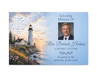 Personalized Lighthouse Memorial Canvas, Christian Remembrance Wall Art (24x16)