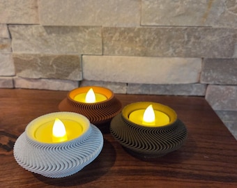 3D-geprinte spiraalvormige theelichthouder (inclusief led)