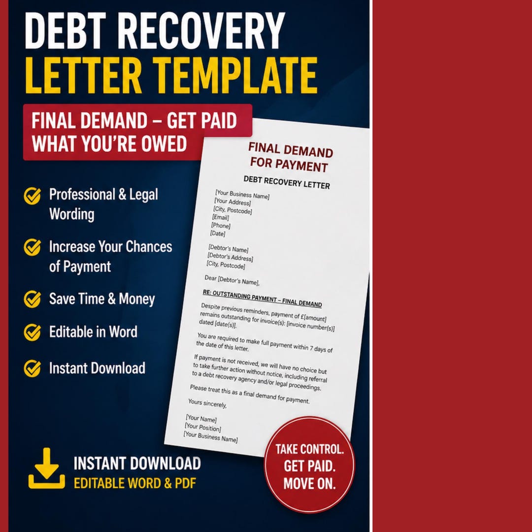 Debt Recovery Letter Template for Small Business | Final Demand Letter ...