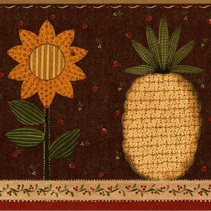 Country Kitchen Wallpaper Border, Sunflower Pineapple Pattern, Cottage Dining Room Decor