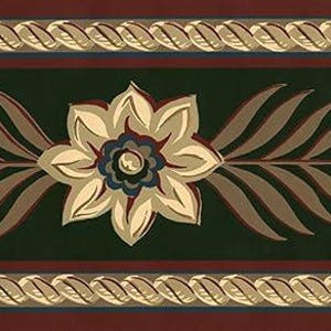 Vintage Floral Braid Wallpaper Border - Traditional Green and Beige ...