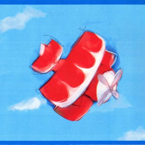 Playful Cartoon Airplanes Wallpaper Border – Sky Flight Adventure for Nursery (Prepasted)