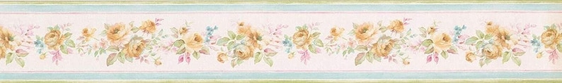 Vintage Rose Bouquet Wallpaper Border - Vintage Cottage Floral Design ...