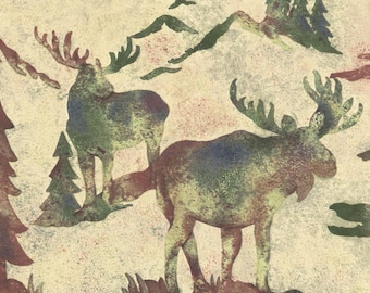 Moose Mountains Trees Country Wallpaper Border (15 ft x 9 in)