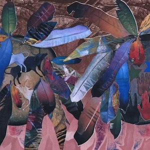 Southwestern Collage Wallpaper Border – Bulls, Feathers, Eclectic Decor (Prepasted)