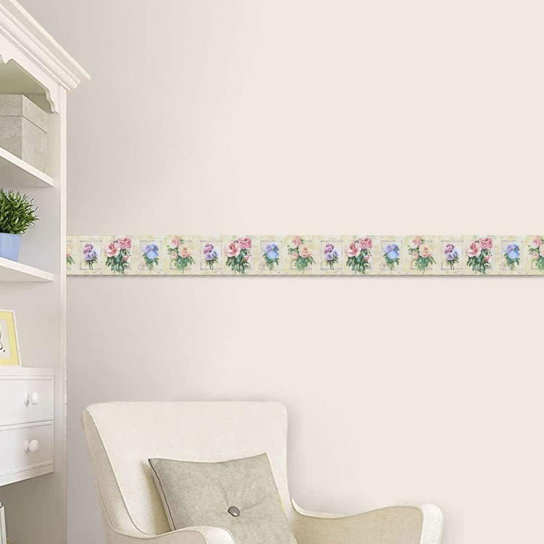 Pink Rose and Hydrangea Wallpaper Border - Traditional Garden Style ...