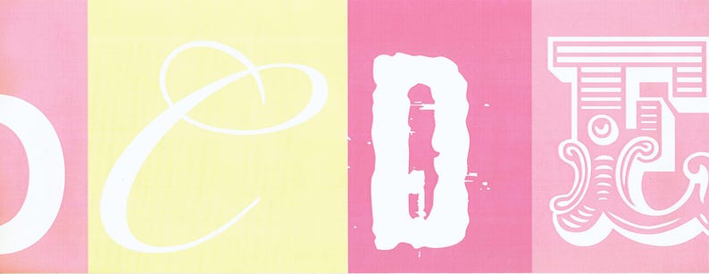 Alphabet Wallpaper Border – Pink Yellow Blocks, Kids Nursery Decor ...