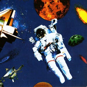 Space Astronaut Wallpaper Border – Planets, Spaceships, Kids Room Decor (Prepasted)