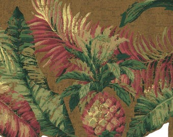 Tropical Pineapple Leaf Wallpaper Border – Vintage Fruit Wall Trim (15ft x 8.5in)