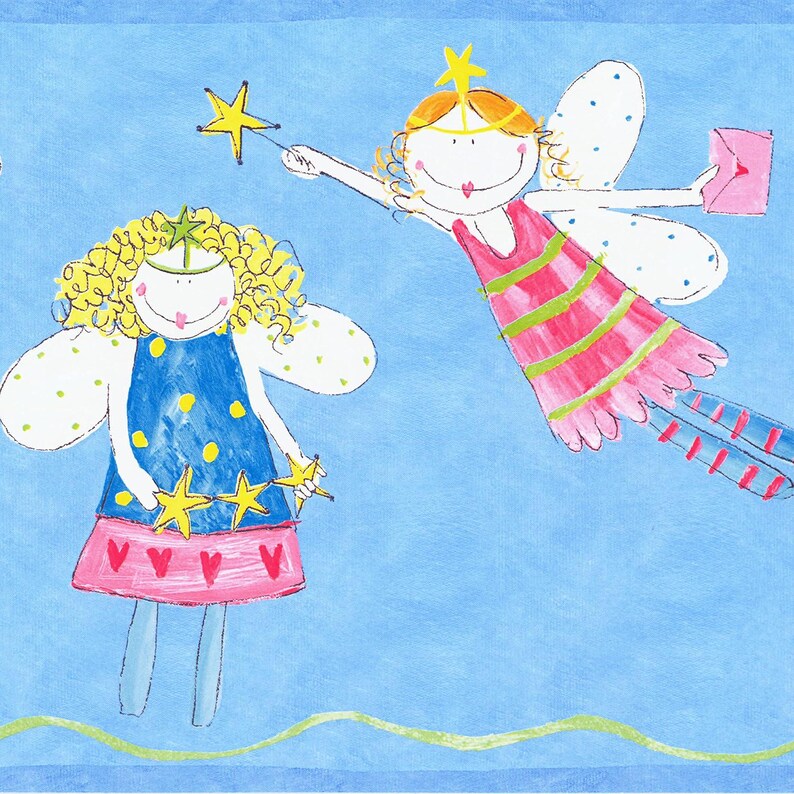 Flying Angels and Stars Wallpaper Border - Himsical Baby Girl Room ...