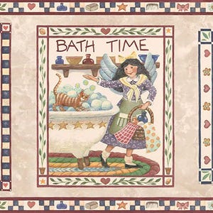 Vintage ängel badrumstapetkant – Storybook barnrumsvägglist