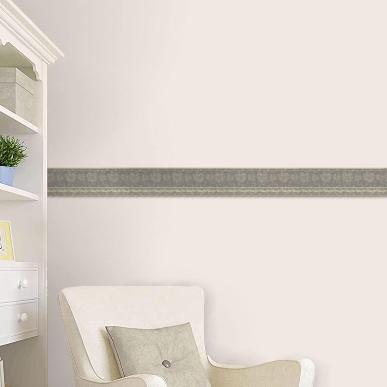 Vintage Heart Damask Wallpaper Border - Ornate Scrollwork (15 Ft X 7 In ...