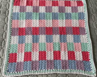 Crochet Patchwork Gingham Blanket