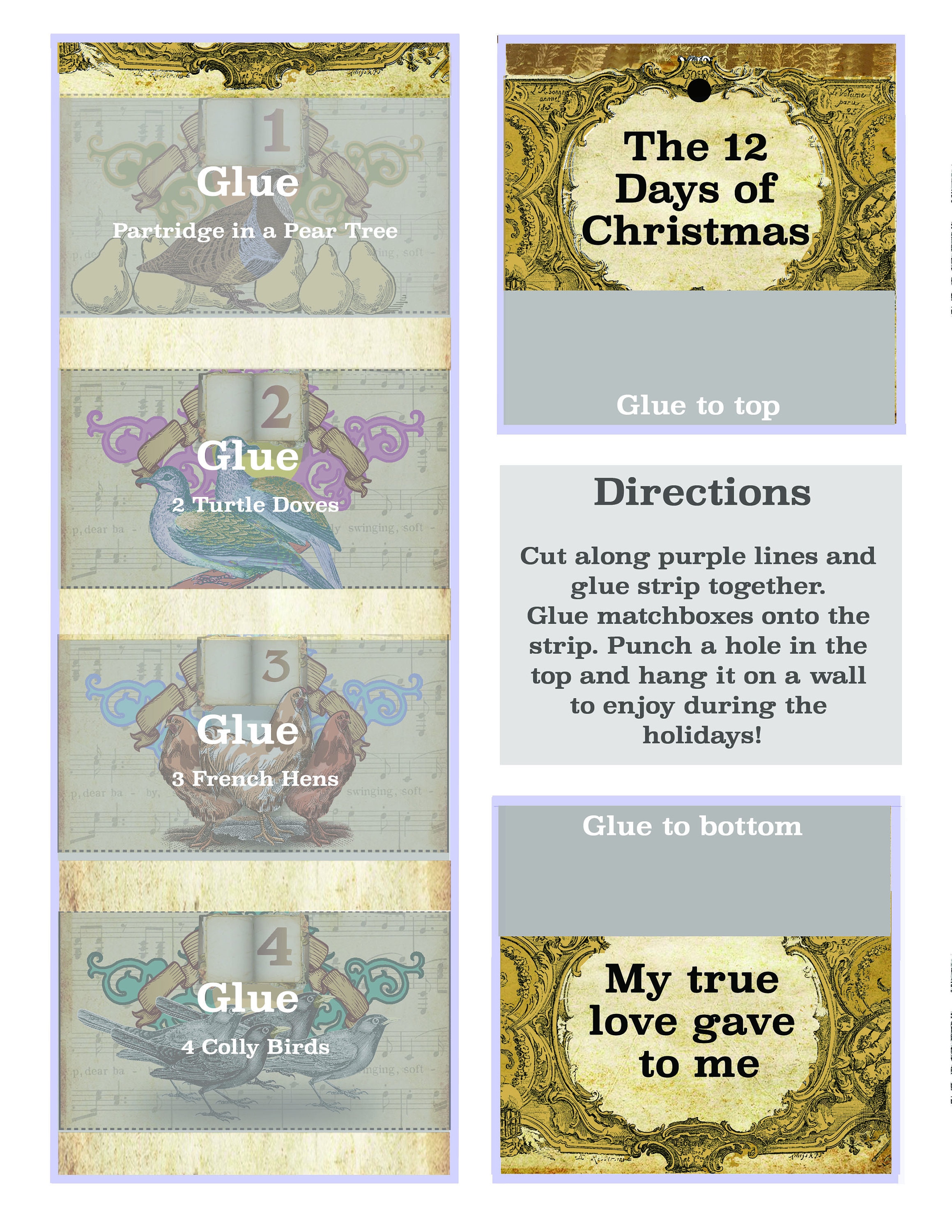 Printable Advent Calendar Wall Strip: 12 Days of Christmas Matchbox ...