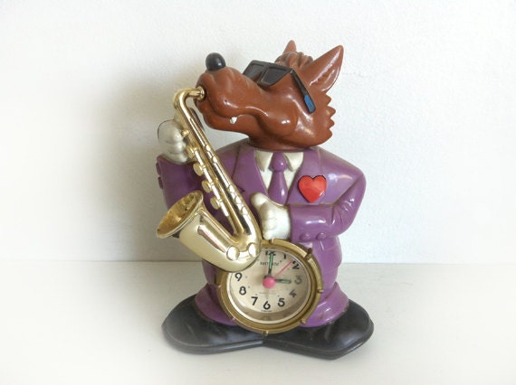 Jazz Wolf Clock - Vintage Rhythm Speak up Alarm Clock - Saxy Wolf