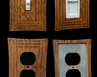 Modern Oak Designer Style Wall Plates - Curvy Collection - Red Oak Stained