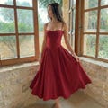 Cottagecore Midi Dress: Spaghetti Strap Bustier Corset, Full Skirt With Pockets product logo