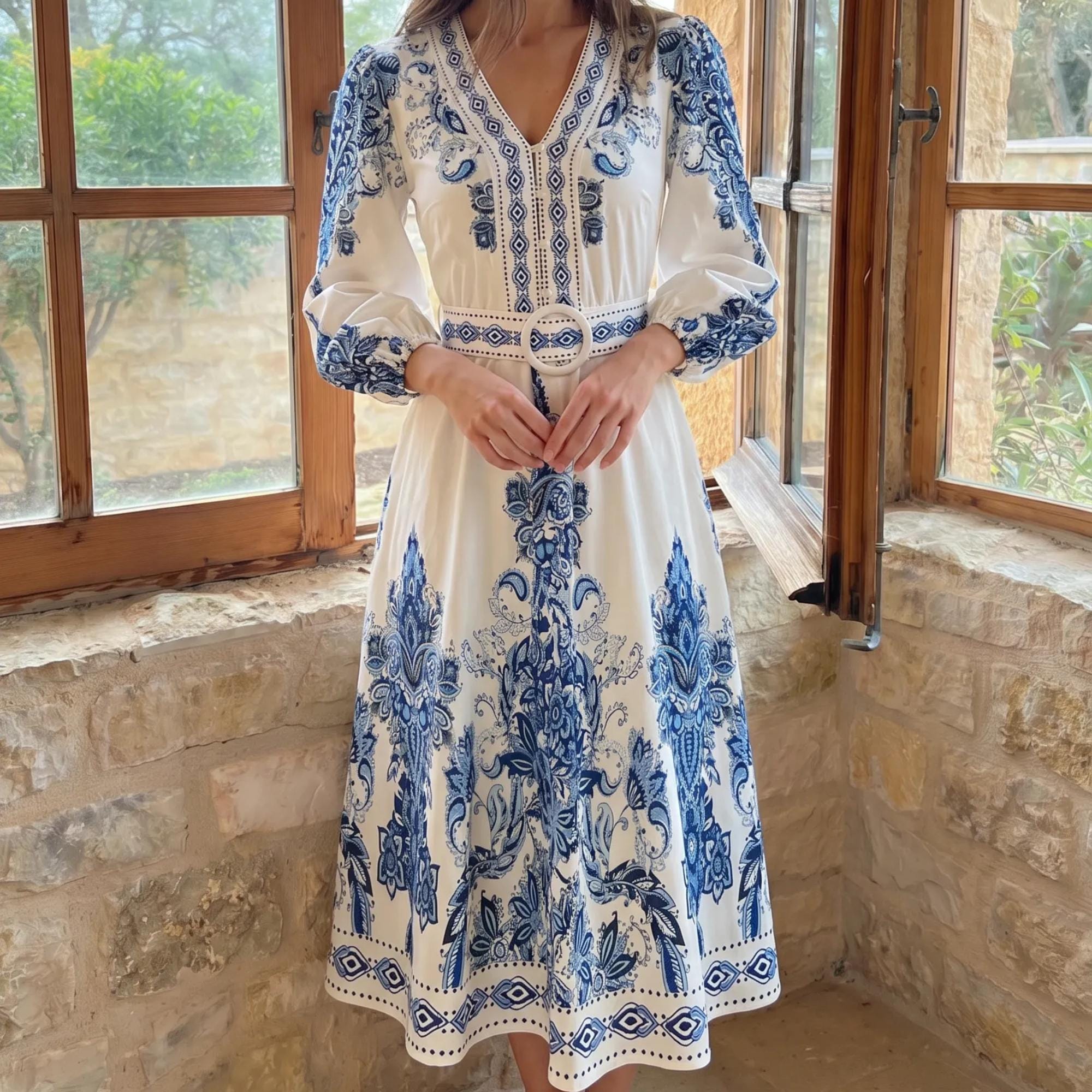 princess polly baby blue dress White Embroidered Mini Dress - Short Sleeve Dress - V-Neck Dress main image 0