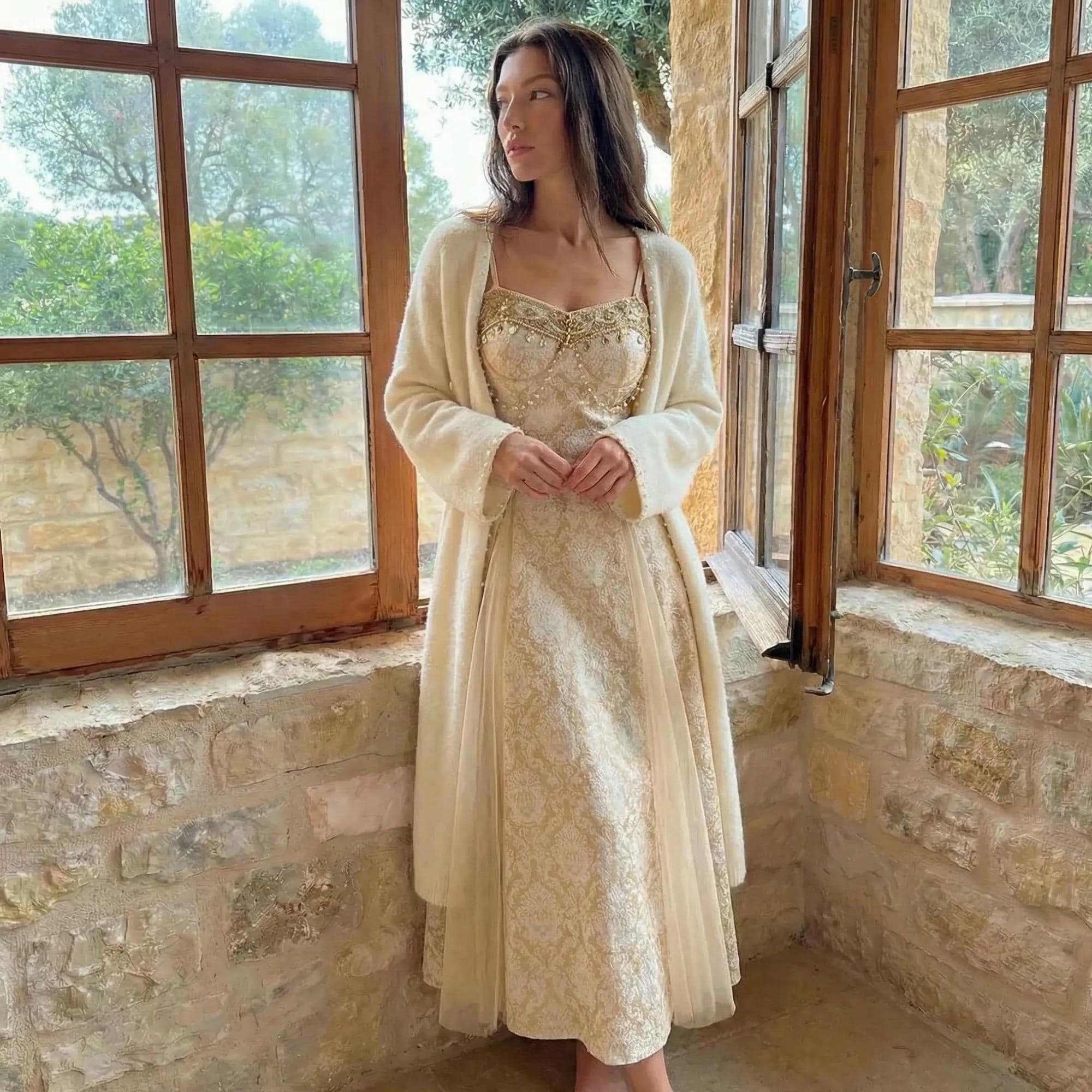 chinese dress ladies Skylar Ivory Linen Dress main image 1