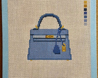 Hand Painted Hermes Kelly-Inspired Needlepoint Canvas | 13 Mesh