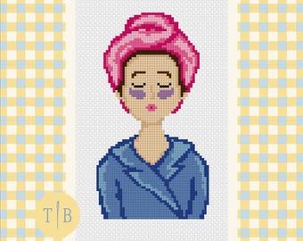 Glam Up Girls Needlepoint Pattern PDF | 13 Mesh Digital Download | Preppy Needlepoint Canvas Design