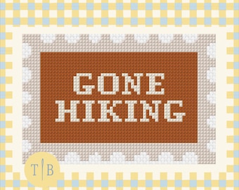 Gone Hiking Needlepoint Pattern | 18 Mesh Digital Download PDF File