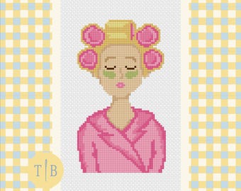 Glam Up Girls Needlepoint Pattern PDF | 13 Mesh Digital Download | Preppy Needlepoint Canvas Design
