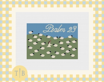 Psalm 23 Needlepoint Pattern | 13 Mesh Digital Download PDF File