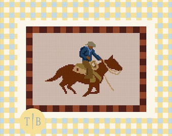 Cowboy Western Needlepoint Pattern PDF | 13 Mesh Digital Download