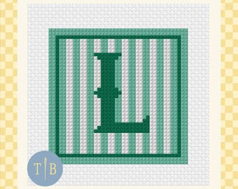 Custom Stripe Initial Needlepoint Pattern | 13 Mesh Digital Download PDF File