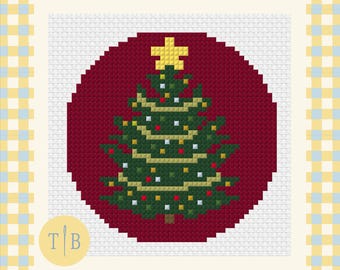 Holiday Christmas Tree Ornament Needlepoint Pattern | 13 Mesh Digital Download