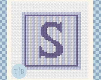 Custom Stripe Initial Needlepoint Pattern | 13 Mesh Digital Download PDF File