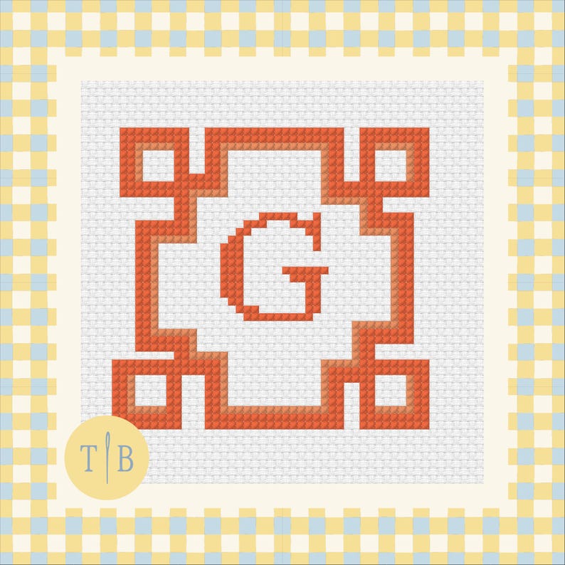 Customizable Initial Needlepoint Pattern | 13 Mesh Digital Download PDF File image 1