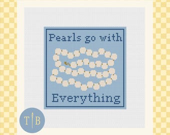 Pearls Go with Everything Needlepoint Pattern | 18 Mesh Digital Download PDF File