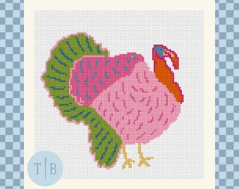 Fun Thanksgiving Turkey Needlepoint Pattern | 18 Mesh Digital Download PDF File