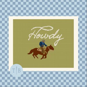 Howdy Cowboy Western Americana borduurpatroon pdf | Digitale download met 13 mesh