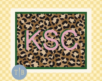 Customizable Animal Monogram Needlepoint Pattern | 13 Mesh Digital Download PDF File
