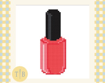 Cajun Shrimp Nail Polish Needlepoint Pattern | 18 Mesh Digital Download PDF File