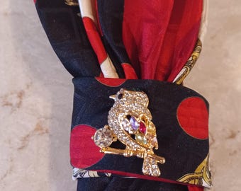 Handgemaakte stropdas ketting strass vogel broche