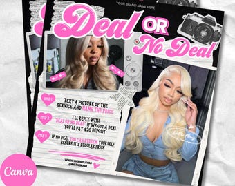 Plantilla de folleto de reservas de belleza "Deal or No Deal" (Descarga digital)