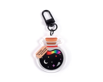 Pride Starry Ink Bottle Double-Sided Acrylic Keychain - Parker Slaughter Studios