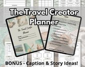 Travel Content Creator Planner, Itinerary, Budget, Canva Editable (Digital Download)