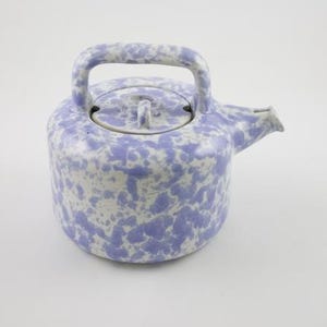 Vintage Bennington Potters Vermont 1365 David Gill Morning Glory Blue Teapot With Strainer/Diffuser