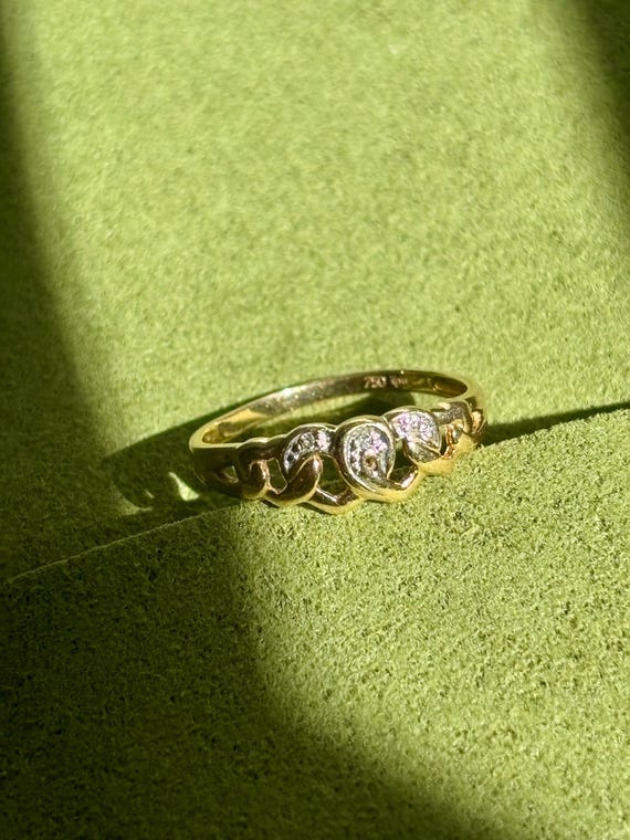 Solid 18k Diamond Heart Ring - image 1