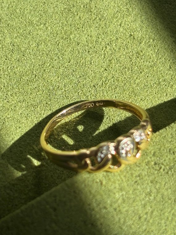 Solid 18k Diamond Heart Ring - image 2